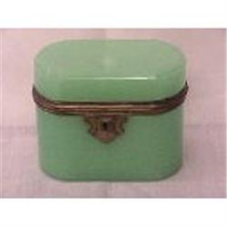 Antique Green Opaline glass Jewelry Box #1830310