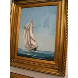 Vintage Sailing Vessel Ship Painting Signed #1830344
