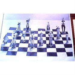 Copper & pewter chess set with a religious #1830356