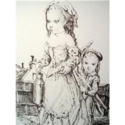 Rare Foujita Original Lithograph, Pencil #1830361