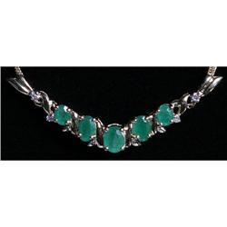 Estate Emerald Diamond Necklace Yellow Gold 14k#1830379