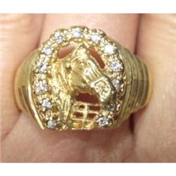 Estate Genuine Diamond Horse Horseshoe Ring #1830387