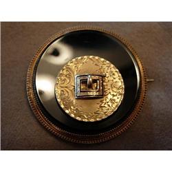 Victorian Circa 1880 Buckle Gold Black Onyx #1830402
