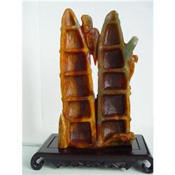 Chinese carved Celadon jade  bamboo #1830411