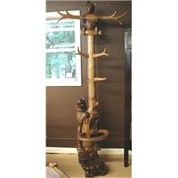 BLACK FOREST RELIEF BEAR MIRROR HALL TREE  #1830552