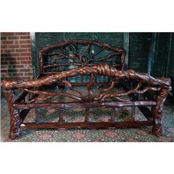 ANTIQUE RUSTIC RENAISSANCE ROOT ART KING BED #1830557
