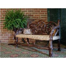 ANTIQUE RUSTIC RENAISSANCE BLACK FOREST BENCH #1830560