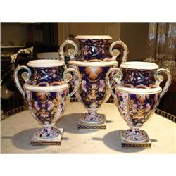 Antique Crown Derby Porcelain Garniture #1830585