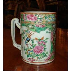 Antique Chinese Export Rose Medallion Tankard #1830597