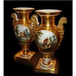 PAIR Antique Paris Porcelain Vases #1830602