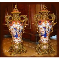 Spectactular PAIR of Japanese Imari Vases #1830630
