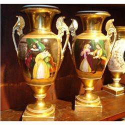 Antique Paris Porcelain, Pair Vases #1830698