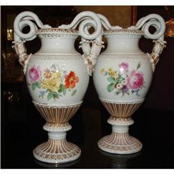 PAIR of MEISSEN Serpent handled Vases #1830756