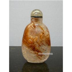 Hand-crafted Golden Hair Crystal Snuff Bottle #1830766