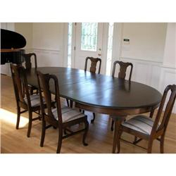 Antique Black Walnut DR Table and 6 Chairs  #1830785