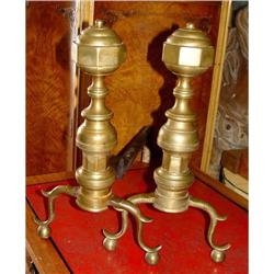 19c Chippendale Style Brass Andirons Century #1830797