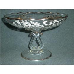 Large Silver Overlay Glass Compote #1830811
