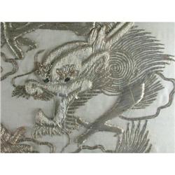 Fine Chinese Silver Thread Dragon Embroidery, #1842023