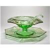 Image 1 : Lotus Green Depression Glass 3 Pc Mayo Set, #1842237