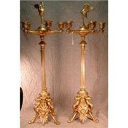 BRONZE Dore Candelabras LARGE Pair -ANTIQUE- #1842477