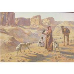 Arabian Huntsman with  Salukis, Saker Falcoln #1842622