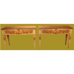 147 Pair Hand Painted Consoles Gilt Accents #1842686