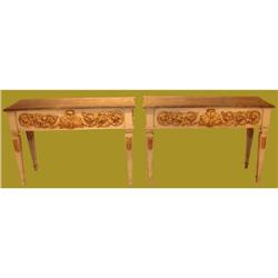 147 Pair Hand Painted Consoles Gilt Accents #1842686