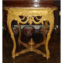 BEAUTIFUL  PAIR Louis XV, Gilded Tables, Marble#1842985