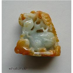 Chinese Brown & White Jadeite Frog & Ru Yi #1843022