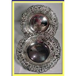 PAIR IRISH ST SILVER OPENWORK BOWLS DUBLIN  #1843037