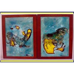 LISTED SIGNED ART POTTERY DECO BOOKENDS LEOPARD#1843054