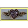 Image 1 : ANTIQUE 9C GOLD AMETHYST BROOCH HEART THISTLE #1843057