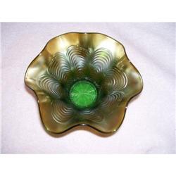 Fenton Peacock Tail Ruffled Hat Bowl  #1843114