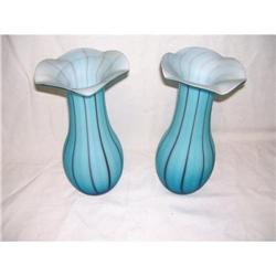 2 Blue Webb Art Glass Vases #1843117