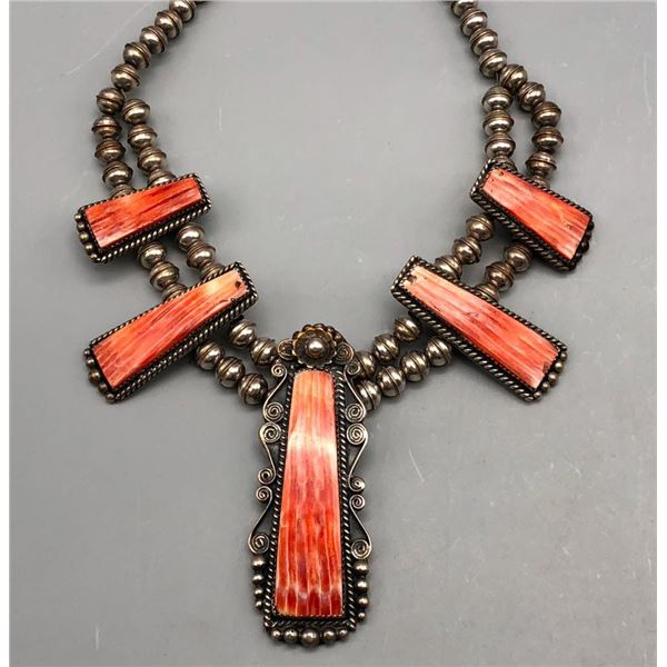 Splendid Spiny Oyster and Sterling Silver Necklace