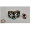 Image 2 : Colorful Vintage Zuni Inlay Bracelet and Ring Set