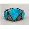 Image 1 : Heavy Duty Vintage Three Stone Turquoise Bracelet