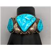 Image 8 : Heavy Duty Vintage Three Stone Turquoise Bracelet