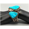 Image 9 : Heavy Duty Vintage Three Stone Turquoise Bracelet