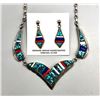 Image 1 : Fancy Inlay Necklace and Earring Set - Oscar Alxius