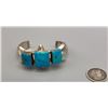 Image 2 : Vintage Sandcast Bracelet with Three Turquoise Stones