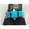 Image 8 : Vintage Sandcast Bracelet with Three Turquoise Stones