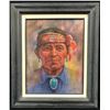 Image 1 : Original Oil Painting by Jimmy Abeita - Man with Headband