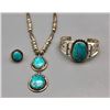 Image 2 : Turquoise and Sterling Silver Necklace Bracelet and Ring