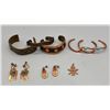 Image 1 : Group of Five Copper Bracelets, Turquoise Earrings, Etc.