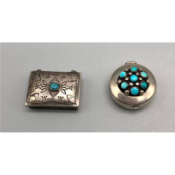 Two Vintage Sterling Silver and Turquoise Boxes - 1 is Frank Patania