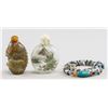 Image 1 : Lot of 2 Snuff Bottles and A Turquoise Necklace