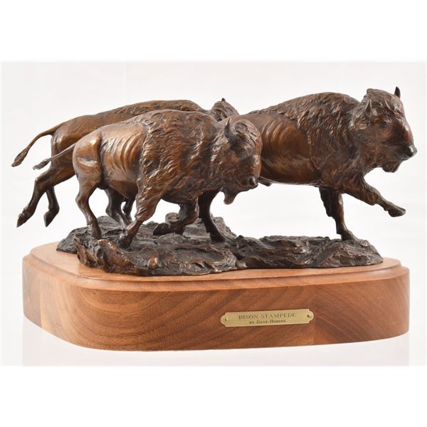Dave Hodges "Bison Stampede" Bronze Sculpture