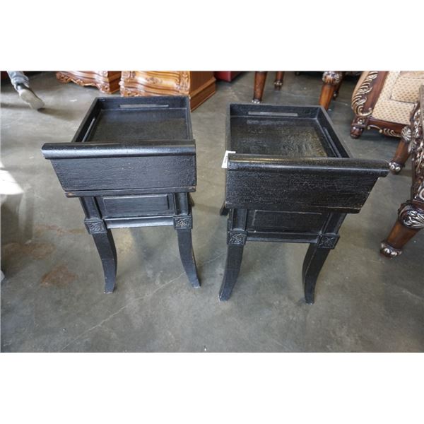 Two Eastern side tables with removable trays