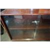 Image 8 : Brown wooden glass door display case with door lock and key 44"L x 28"H X 12"D